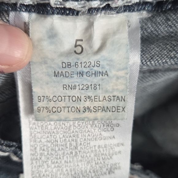 Machine Dark Blue Distressed Boot Cut Jeans - Picture 5 of 5